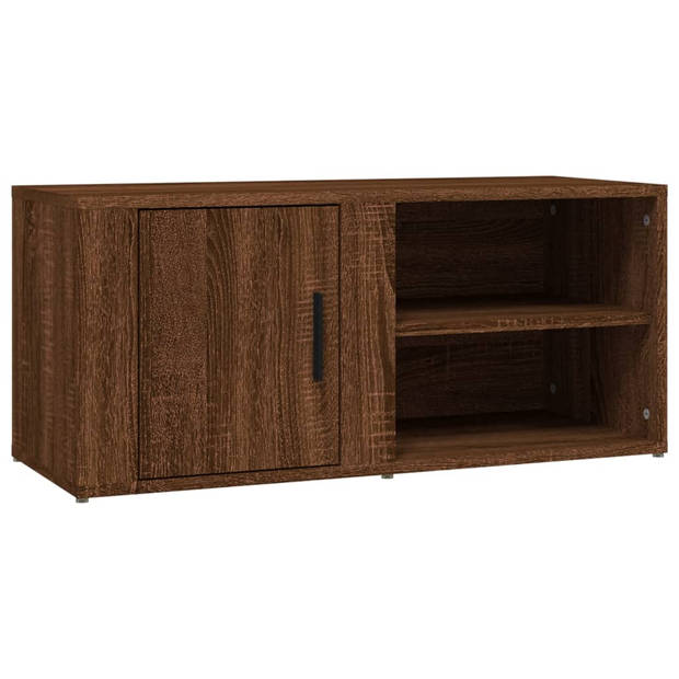 The Living Store Tv-meubel - Stevige televisiekasten - Bewerkt hout - Afmetingen- 80 x 31.5 x 36 cm - Kleur- Bruineiken