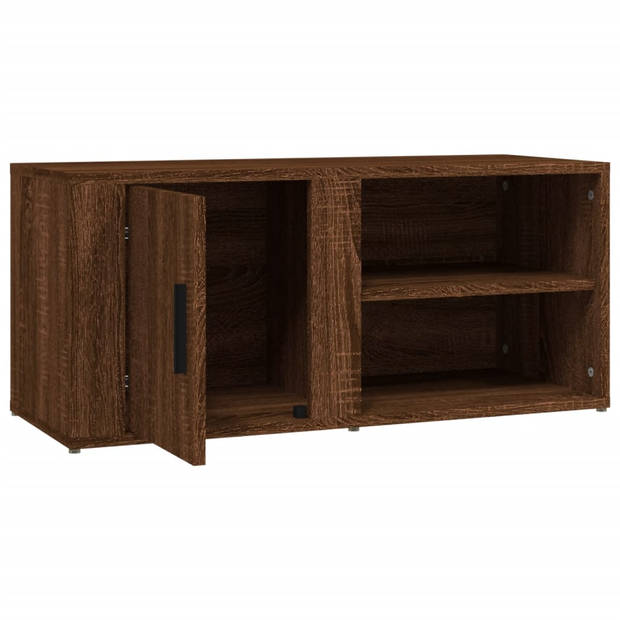 The Living Store Tv-meubel - Stevige televisiekasten - Bewerkt hout - Afmetingen- 80 x 31.5 x 36 cm - Kleur- Bruineiken