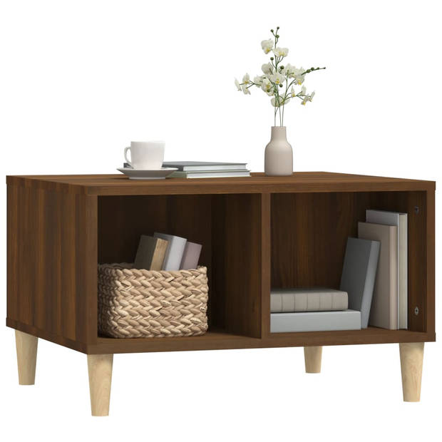 The Living Store Salontafel - Scandinavische stijl - Duurzaam hout - Ruime opbergruimte - Bruineiken - 60x50x36.5cm