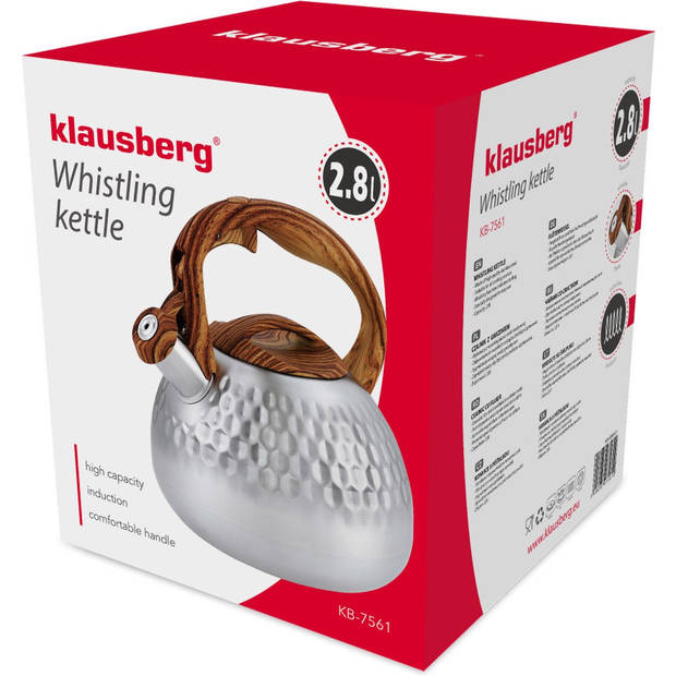 Klausberg KB-7561 - fluitketel - 2.8 L - rvs - alle warmtebronnen