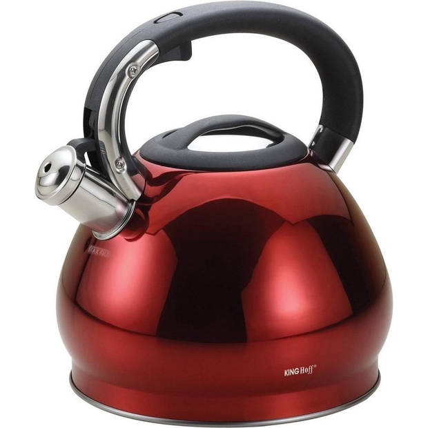 Kinghoff 1212 - fluitketel - 3.4 liter - rood - Glans