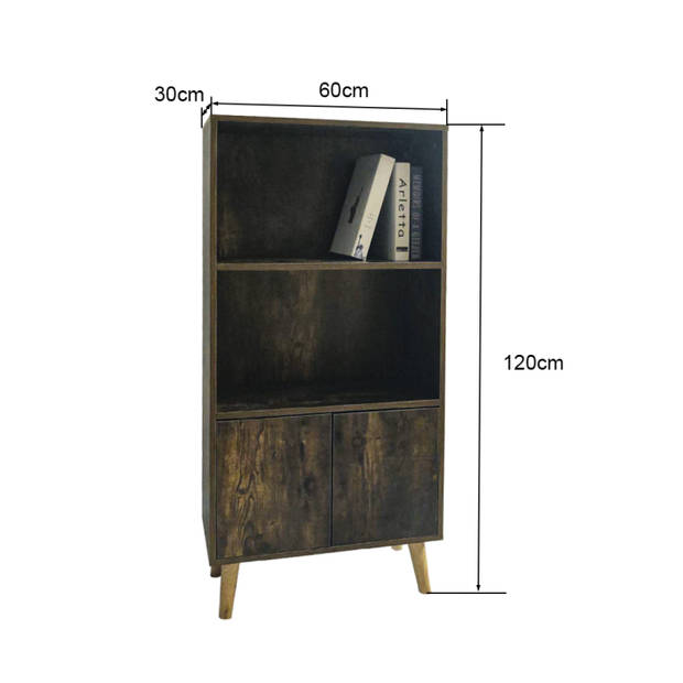 Boekenkast wandkast Stoer industrieel vintage design 120 cm hoog