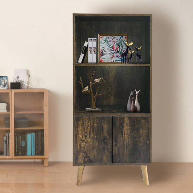 Boekenkast wandkast Stoer industrieel vintage design 120 cm hoog