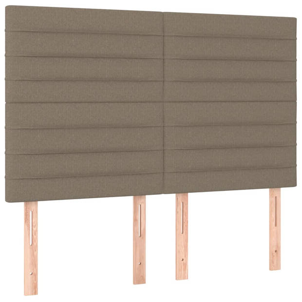 vidaXL Hoofdbord LED 144x5x118/128 cm stof taupe