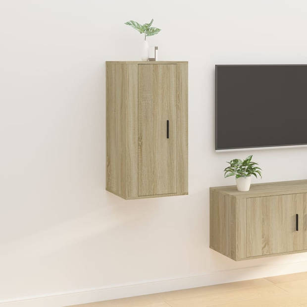 The Living Store TV-meubel Sonoma Eiken - 40x34.5x80 cm - Wandgemonteerd - Multifunctioneel - Voldoende opbergruimte -