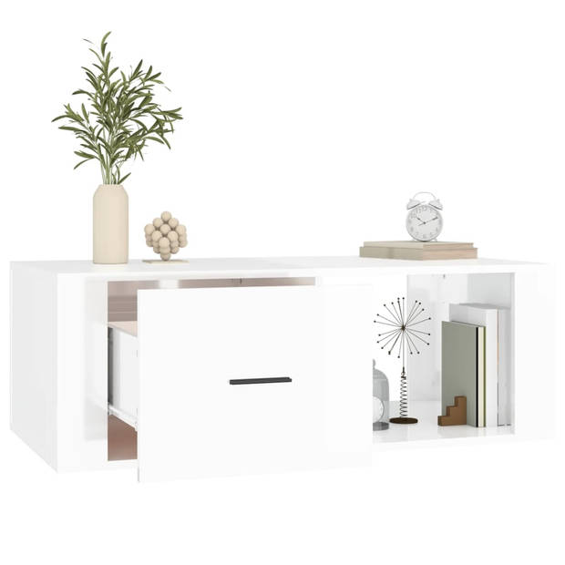 The Living Store Salontafel - Hoogglans wit - 100 x 50.5 x 35 cm - Duurzaam materiaal