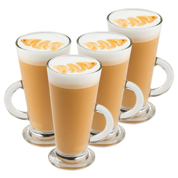 OTIX Latte Macchiato - Irish Coffee - Glazen - 280 ml - 4 Stuks - Theeglazen met Oor - Cappuchino Glazen