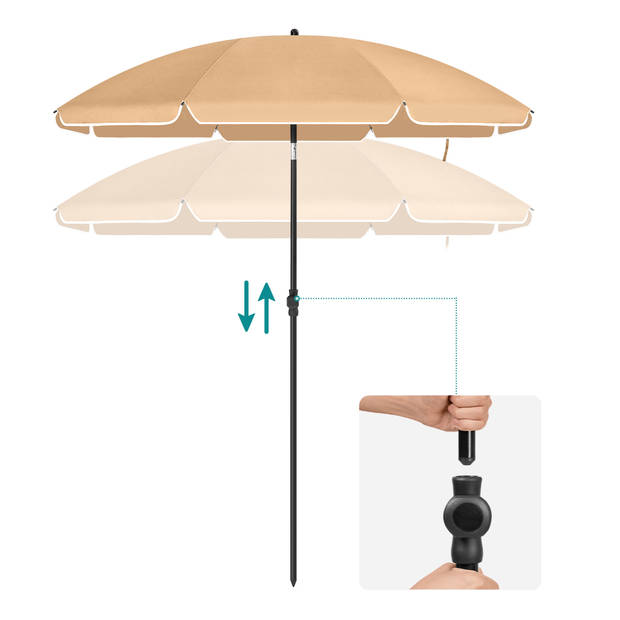 Stok Parasol - 160 cm Diameter - Ronde / Achthoekige Tuinparasol van Polyester - Kantelbaar - met Draagtas - Taupe