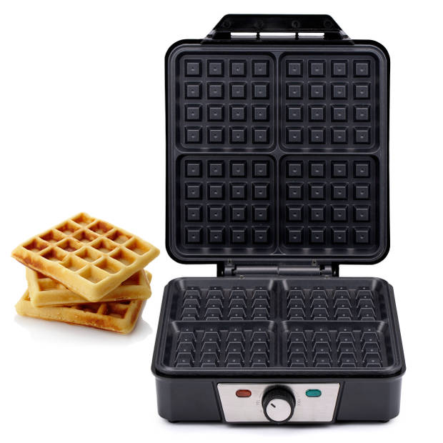 alpina Wafelijzer - Brusselse Wafels - Antiaanbaklaag - 4 Wafels - 1200W