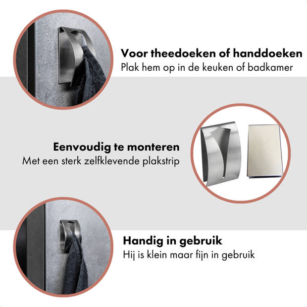 QUVIO Handdoekenhouder zelfklevend RVS - set van 4