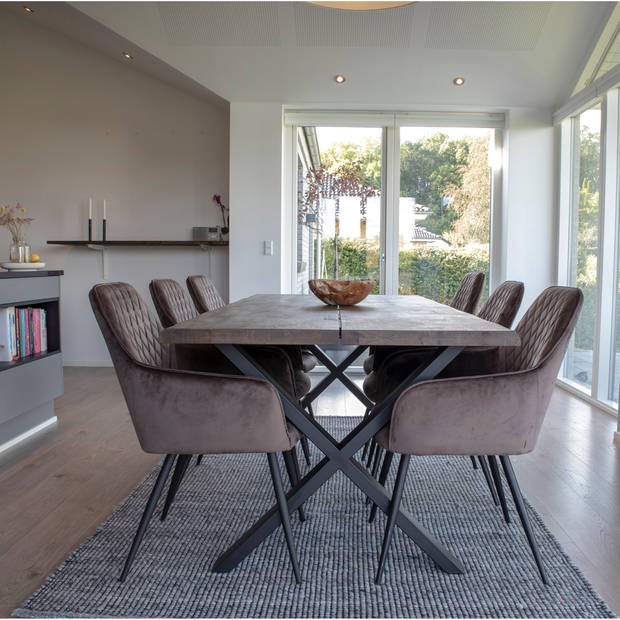 Tony eethoek , 1 eettafel en 6 stoelen mushroom en eik.