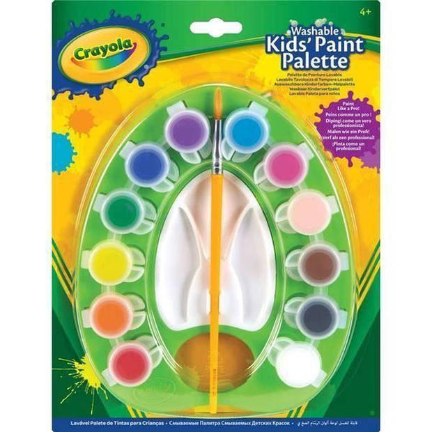 Crayola Washable Kids' Paint Palette - verfpalet met afwasbare verf en kwastje