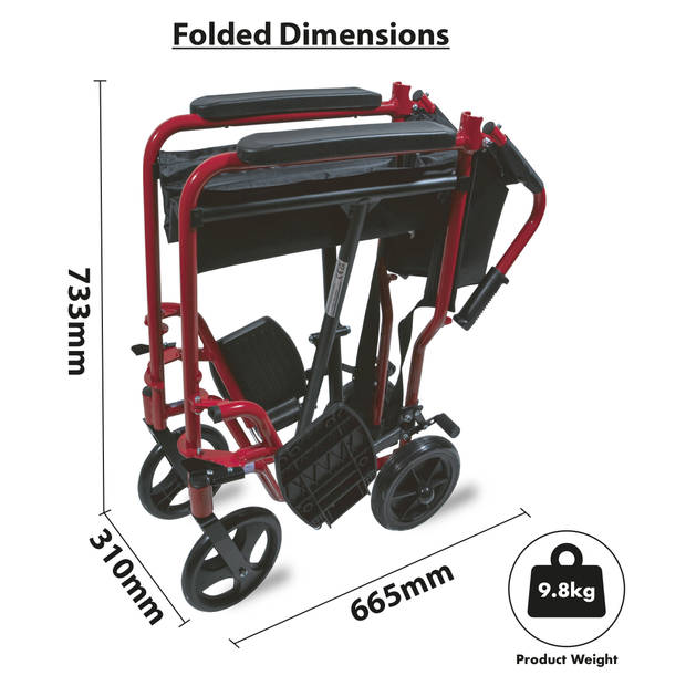 Aidapt transport rolstoel - aluminium - compact - rood