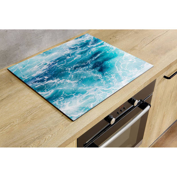 Inductiebeschermer - Blauw water - 81.6x52.7 cm