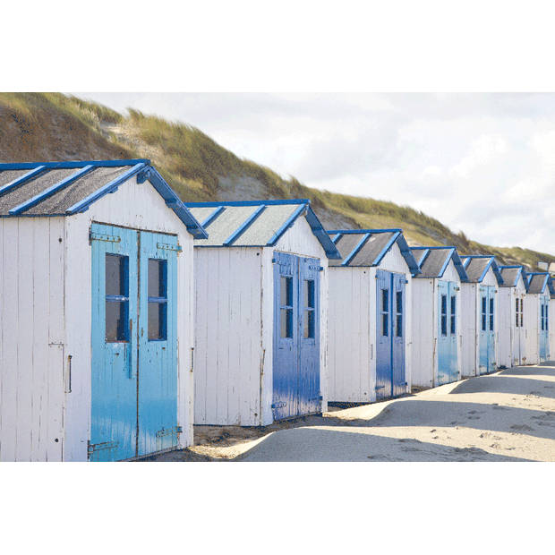 Inductiebeschermer - Blauwe Strandhuisjes - 91.2x52 cm