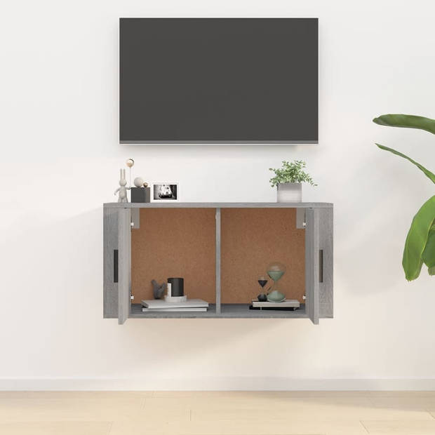 The Living Store TV-meubel Wandgemonteerd Grijs Sonoma Eiken 80x34.5x40cm