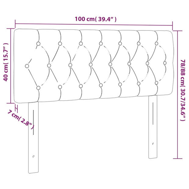 vidaXL Hoofdbord 100x7x78/88 cm fluweel lichtgrijs