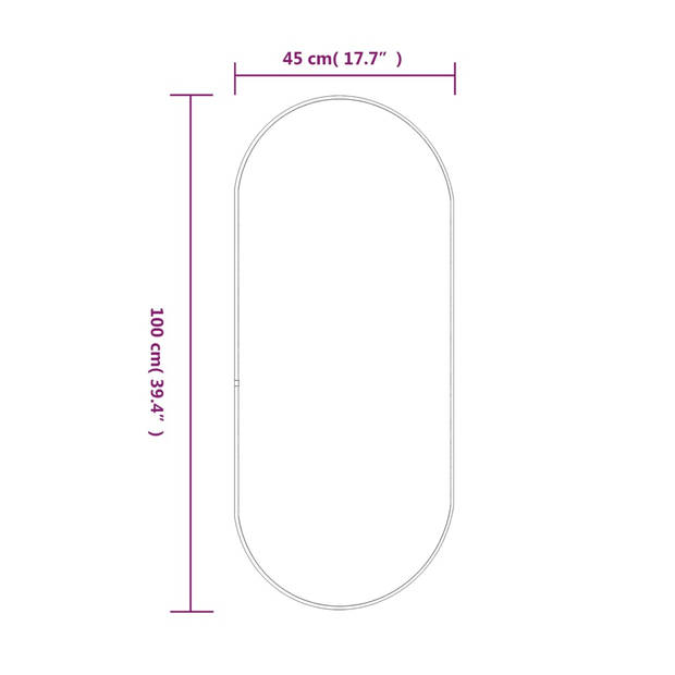 vidaXL Wandspiegel 100x45 cm ovaal goudkleurig