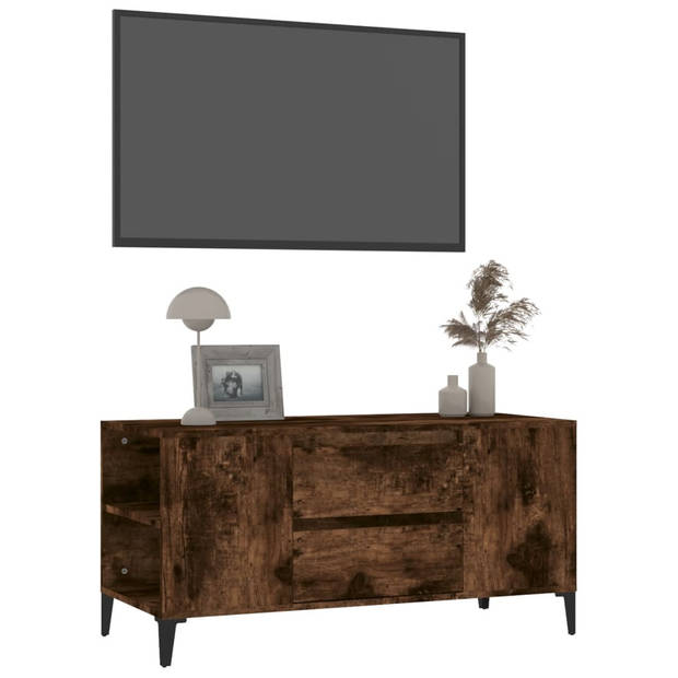 vidaXL Tv-meubel 102x44,5x50 cm bewerkt hout gerookt eikenkleurig