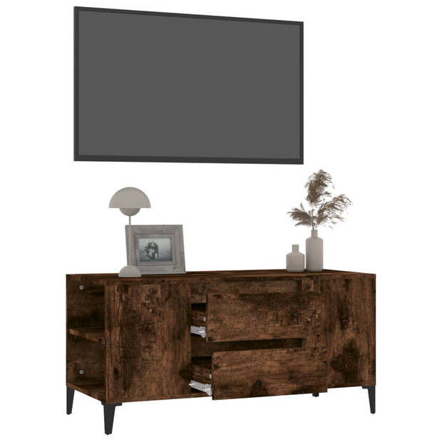 The Living Store TV-meubel Urban - Industrieel - 102 x 44.5 x 50 cm - Gerookt eiken