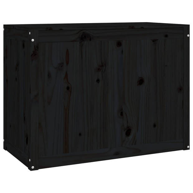 vidaXL Wasmand 88,5x44x66 cm massief grenenhout zwart