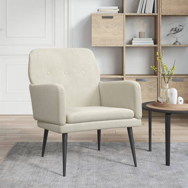 vidaXL Fauteuil 62x79x79 cm fluweel crèmekleurig