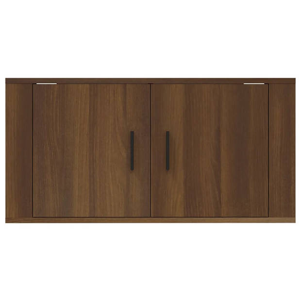 The Living Store TV-wandmeubel - Bruineiken - 80 x 34.5 x 40 cm - Bewerkt hout