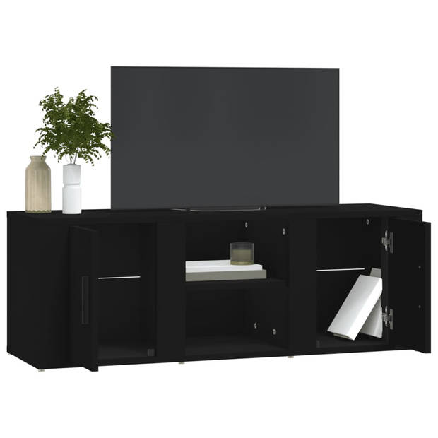 vidaXL Tv-meubel 100x31,5x35 cm bewerkt hout zwart