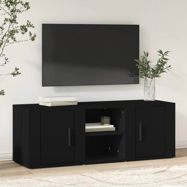 The Living Store Televisiekast - Trendy - Tv-meubel - 100 x 31.5 x 35 cm - Zwart