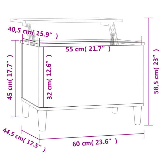 vidaXL Salontafel 60x44,5x45 cm bewerkt hout hoogglans wit