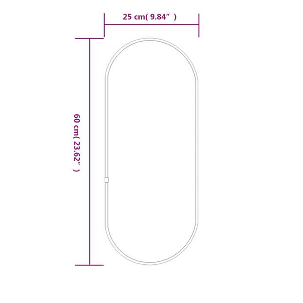 vidaXL Wandspiegel 60x25 cm ovaal zwart