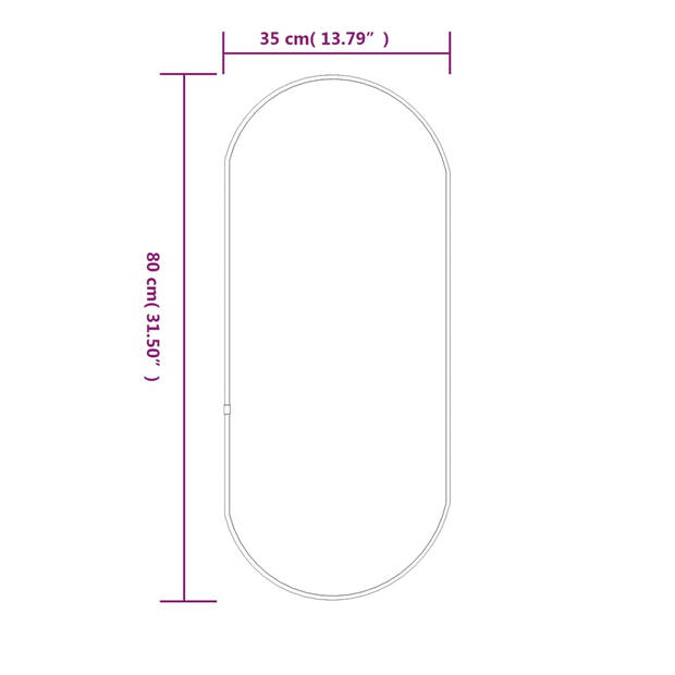 vidaXL Wandspiegel 80x35 cm ovaal zwart