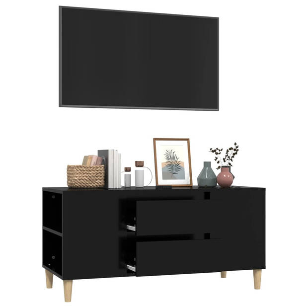 vidaXL Tv-meubel 102x44,5x50 cm bewerkt hout zwart