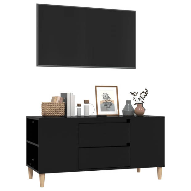 The Living Store Scandinavisch TV-meubel - 102 x 44.5 x 50 cm - zwart