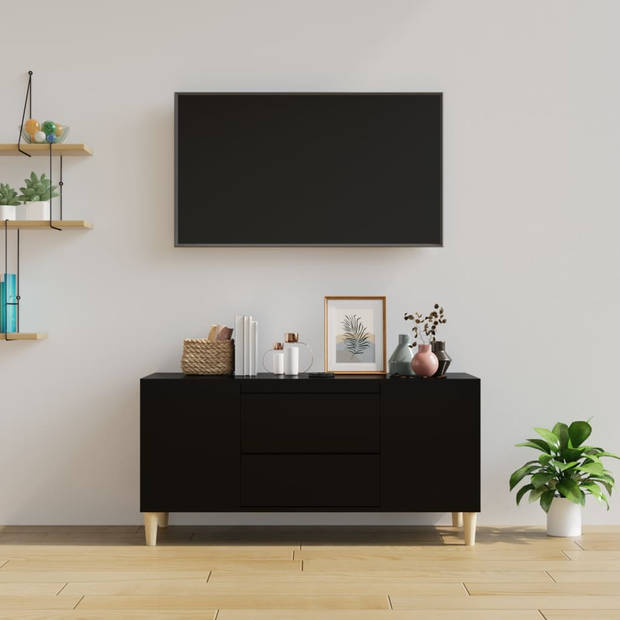 vidaXL Tv-meubel 102x44,5x50 cm bewerkt hout zwart