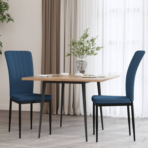 The Living Store Eetkamerstoelen - Blauw Fluweel - Ergonomisch ontworpen - Stevig frame - 42x57.5x95 cm