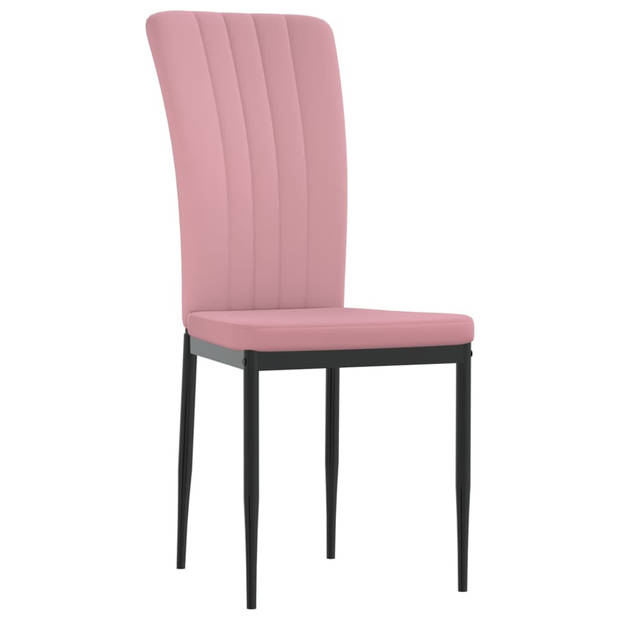 The Living Store Eetkamerstoelen - fluweel - roze - 42 x 57.5 x 95 cm - stevig frame