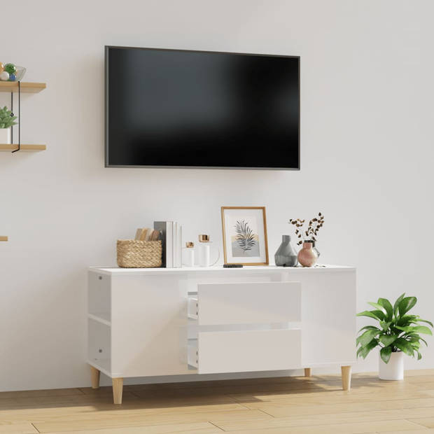 vidaXL Tv-meubel 102x44,5x50 cm bewerkt hout hoogglans wit