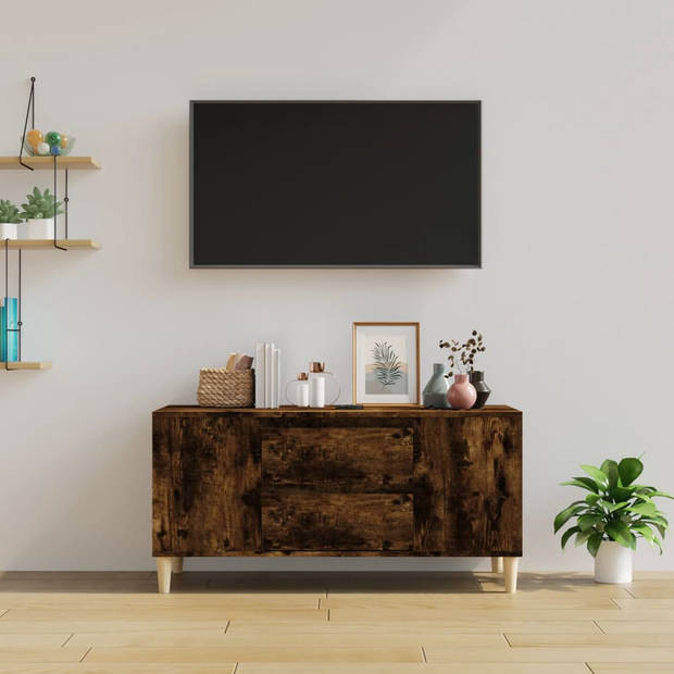 vidaXL Tv-meubel 102x44,5x50 cm bewerkt hout gerookt eikenkleurig