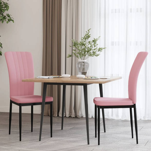 The Living Store Eetkamerstoelen - Fluweel - Roze - 42 x 57.5 x 95 cm - Ergonomisch design