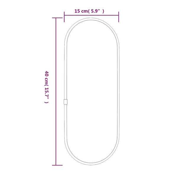 vidaXL Wandspiegel 40x15 cm ovaal zwart