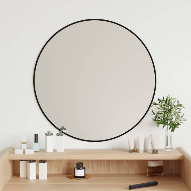 The Living Store Wandspiegel - Zwart - 60 cm diameter - 4 mm dikte glas