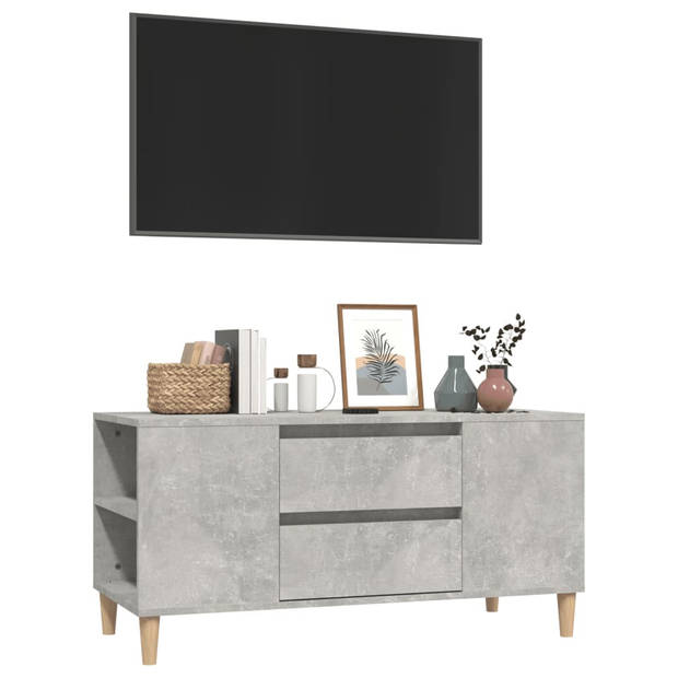 vidaXL Tv-meubel 102x44,5x50 cm bewerkt hout betongrijs