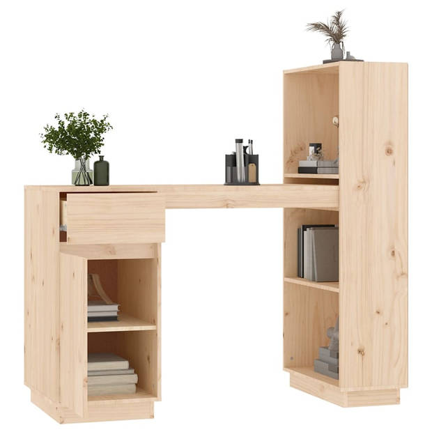 The Living Store Bureau Massief Grenenhout - Computerbureau met Opbergruimte - Tijdloos Design - 110 x 53 x 117 cm