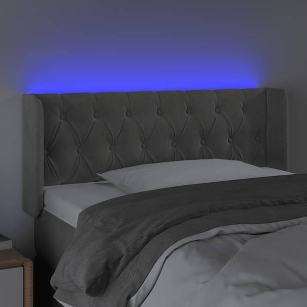 vidaXL Hoofdbord LED 103x16x78/88 cm fluweel lichtgrijs