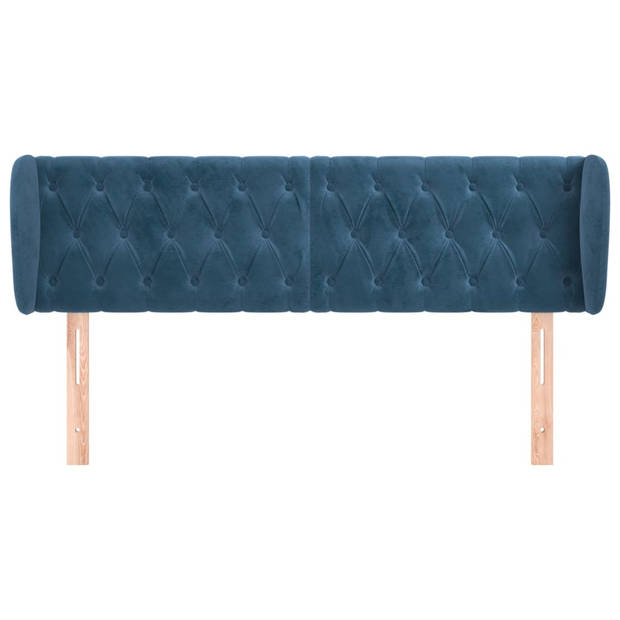 vidaXL Hoofdbord met randen 147x23x78/88 cm fluweel donkerblauw