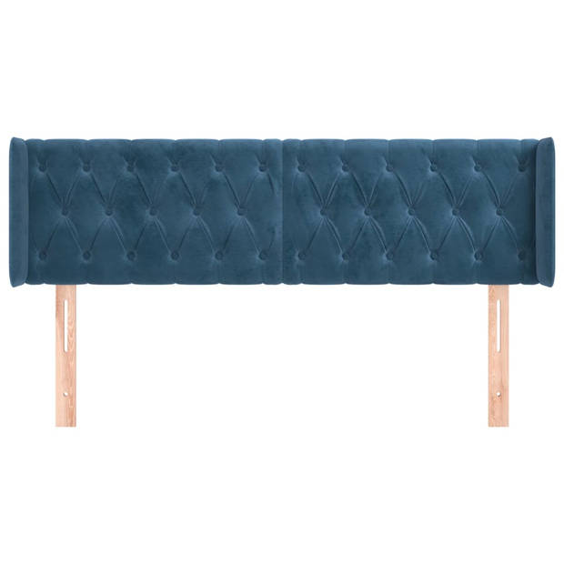 vidaXL Hoofdbord met randen 147x16x78/88 cm fluweel donkerblauw