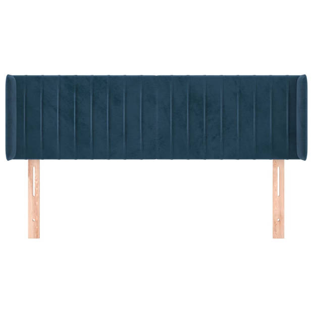 vidaXL Hoofdbord met randen 147x16x78/88 cm fluweel donkerblauw