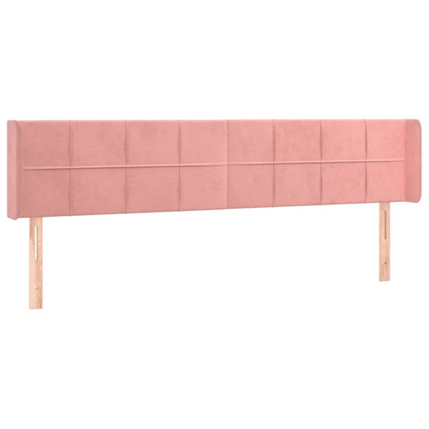 vidaXL Hoofdbord met randen 203x16x78/88 cm fluweel roze