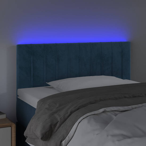 vidaXL Hoofdbord LED 100x5x78/88 cm fluweel donkerblauw